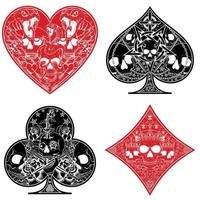symboles de poker coeur, diamant, club et as avec différents styles de ligne. vecteur