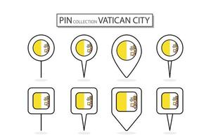 ensemble de plat épingle Vatican ville drapeau icône dans diverse formes plat épingle icône illustration conception. vecteur