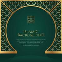 islamique arabe d'or ornement modèle vert Cadre Contexte avec copie espace vecteur
