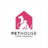 animal de compagnie maison logo concept avec chien et chat élément vecteur
