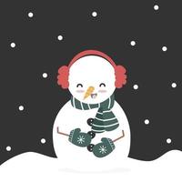 mignonne dessin animé personnage bonhomme de neige marrant hiver vacances vecteur illustration