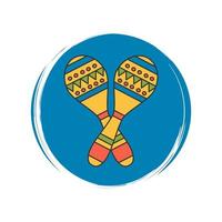 mignonne logo ou icône vecteur avec traditionnel mexicain maracas, illustration sur cercle avec brosse texture, pour social médias récit et points forts