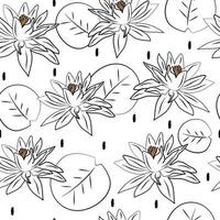 mignonne minimal noir et blanc branché sans couture vecteur modèle Contexte illustration avec beauté lotus feuilles et fleurs