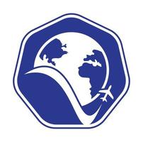 monde Voyage logo conception icône vecteur. avion et monde symbole ou icône. vecteur