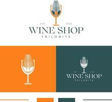 trilobite logo, vigneron logo, logo pour le vigneron, logo pour une du vin magasin vecteur