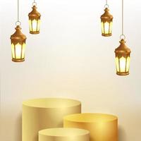 ramadan kareem fond de luxe élégant avec lanterne arabe 3d vecteur