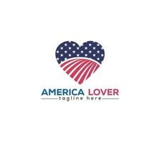Amérique amoureux logo ou icône avec drapeau et cœur signe vecteur illustration.