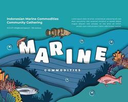 océan ou Marin conception modèle pour social médias avec poisson corail et mer animaux illustration vecteur