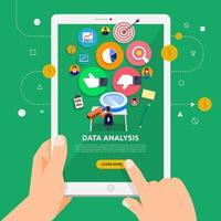 utiliser une tablette pour en savoir plus sur l'analyse des données vecteur