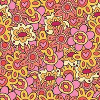 coloré dessin animé rétro floral modèle de Années 60 et Années 70 style. vibrant rétro vibe hippie floral sans couture modèle vecteur