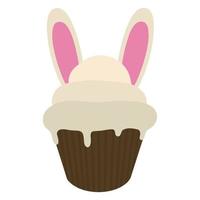 Pâques petit gâteau décoré avec lapin oreilles. illustration de un Pâques petit gâteau avec oreilles. mignonne petit gâteau avec lapin oreilles. vecteur