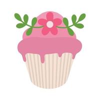 Pâques petit gâteau décoré avec une fleur. illustration de un Pâques rose petit gâteau. mignonne rose petit gâteau. vecteur