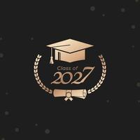 classe de 2027 année l'obtention du diplôme de décorer félicitations avec laurier couronne pour école diplômés vecteur