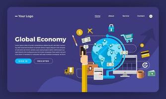 maquette de page de destination de site Web pour l'économie vecteur