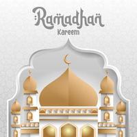 d'or dôme mosquée Ramadan vecteur modèle