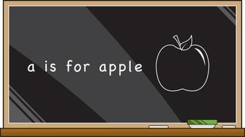 une est pour Pomme sur école tableau noir - alphabet apprentissage éducatif illustration vecteur