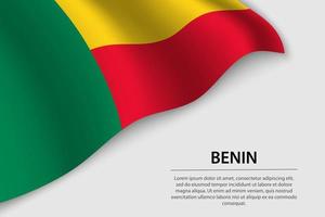 vague drapeau de Bénin sur blanc Contexte. bannière ou ruban vecteur