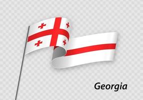 agitant drapeau de Géorgie sur mât de drapeau. modèle pour indépendance journée vecteur