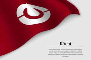 vague drapeau de Kochi est une Région de Japon vecteur