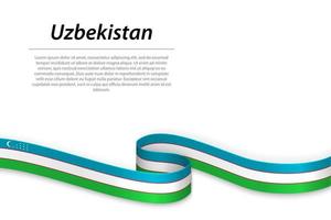 agitant un ruban ou une bannière avec le drapeau de l'ouzbékistan vecteur