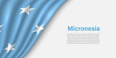 vague drapeau de micronésie sur blanc Contexte. vecteur