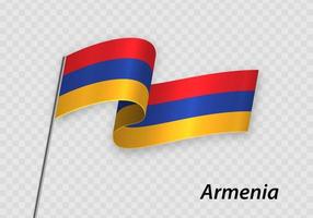 agitant drapeau de Arménie sur mât de drapeau. modèle pour indépendance journée vecteur