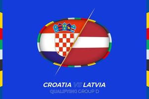 Croatie contre Lettonie icône pour européen Football tournoi qualification, groupe ré. vecteur