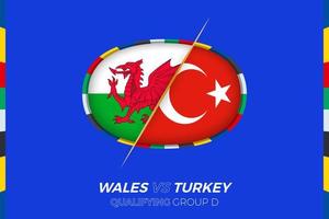 Pays de Galles contre dinde icône pour européen Football tournoi qualification, groupe ré. vecteur