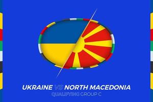 Ukraine contre Nord macédoine icône pour européen Football tournoi qualification, groupe c. vecteur