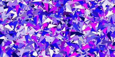 toile de fond de vecteur rose clair, bleu avec des triangles, des lignes.