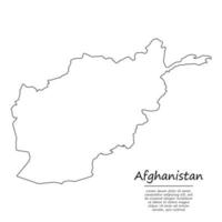 Facile contour carte de afghanistan, silhouette dans esquisser ligne porcherie vecteur