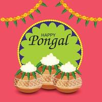 illustration vectorielle d & # 39; un fond pour joyeux pongal fête des récoltes de vacances du tamil nadu en inde du sud. vecteur