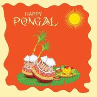 illustration vectorielle d & # 39; un fond pour joyeux pongal fête des récoltes de vacances du tamil nadu en inde du sud. vecteur