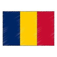 main tiré esquisser drapeau de tchad. griffonnage style icône vecteur