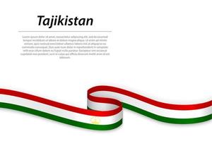 agitant un ruban ou une bannière avec le drapeau du tadjikistan vecteur