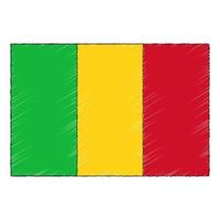 main tiré esquisser drapeau de Mali. griffonnage style icône vecteur