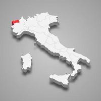Région emplacement dans Italie 3d carte modèle pour votre conception vecteur