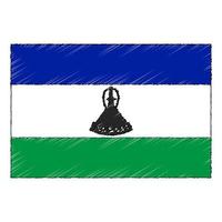 main tiré esquisser drapeau de Lesotho. griffonnage style icône vecteur