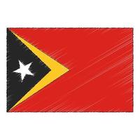main tiré esquisser drapeau de est Timor. griffonnage style icône vecteur