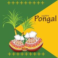 illustration vectorielle d & # 39; un fond pour joyeux pongal fête des récoltes de vacances du tamil nadu en inde du sud. vecteur