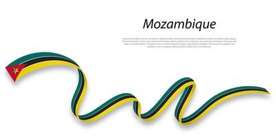 agitant un ruban ou une bannière avec le drapeau du mozambique. vecteur