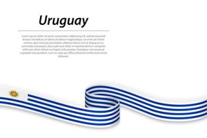 agitant un ruban ou une bannière avec le drapeau de l'uruguay vecteur