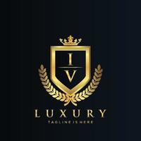 iv lettre initiale avec Royal luxe logo modèle vecteur