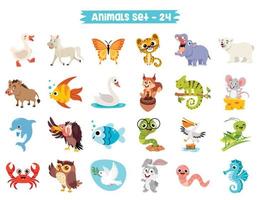 ensemble d'animaux mignons de bande dessinée vecteur