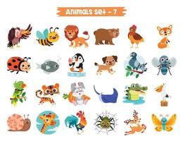 ensemble d'animaux mignons de bande dessinée vecteur