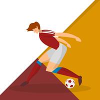 Joueur de football moderne minimaliste Russie dribbler une balle avec Abstract Vector Illustration de fond géométrique