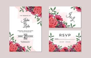 belle collection de cartes d'invitation de mariage floral vecteur