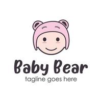 bébé ours logo conception modèle avec une bébé icône et ours chapeau. parfait pour entreprise, entreprise, mobile, application, etc. vecteur