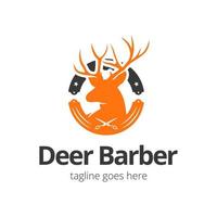 cerf coiffeur logo conception modèle avec cerf icône. parfait pour entreprise, entreprise, mobile, application, zoo, etc. vecteur