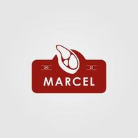 Marcel Viande logo conception modèle avec Viande icône. parfait pour entreprise, entreprise, mobile, application, restaurant, etc vecteur